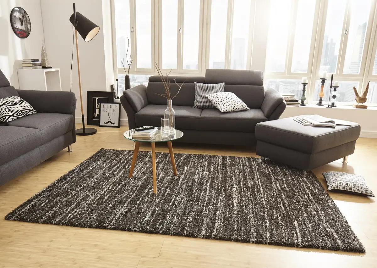 Hoogpolig vloerkleed - Nomadic Chic Donkergrijs