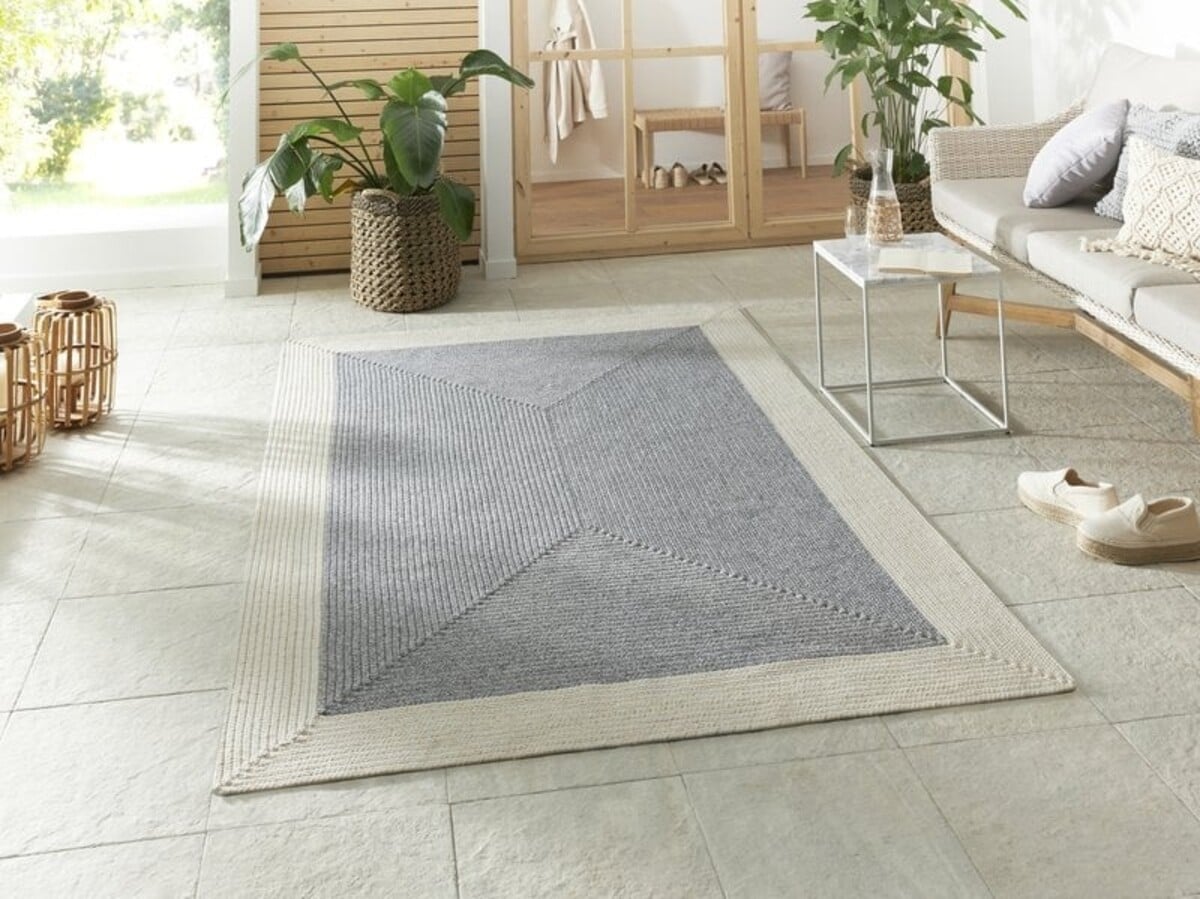 Rond Binnen- En Buitenkleed - Trenzado Grijs/Crème Rond Binnen- En Buitenkleed - Trenzado Grijs/Crème