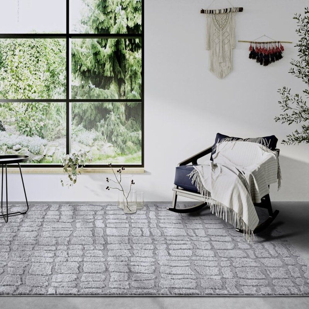 Elle Decoration - Gallery - Hoogpolig vloerkleed - Artistique - Lichtgrijs