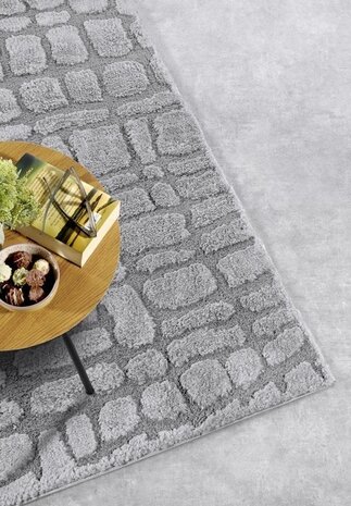 Elle Decoration - Gallery - Hoogpolig vloerkleed - Artistique - Lichtgrijs