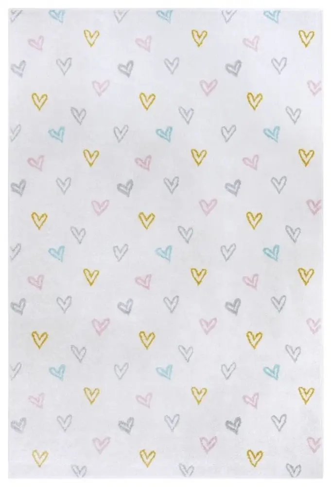 Kindervloerkleed - Adventures Hartjes Crème/Multi Kindervloerkleed - Adventures Hartjes Crème/Multi