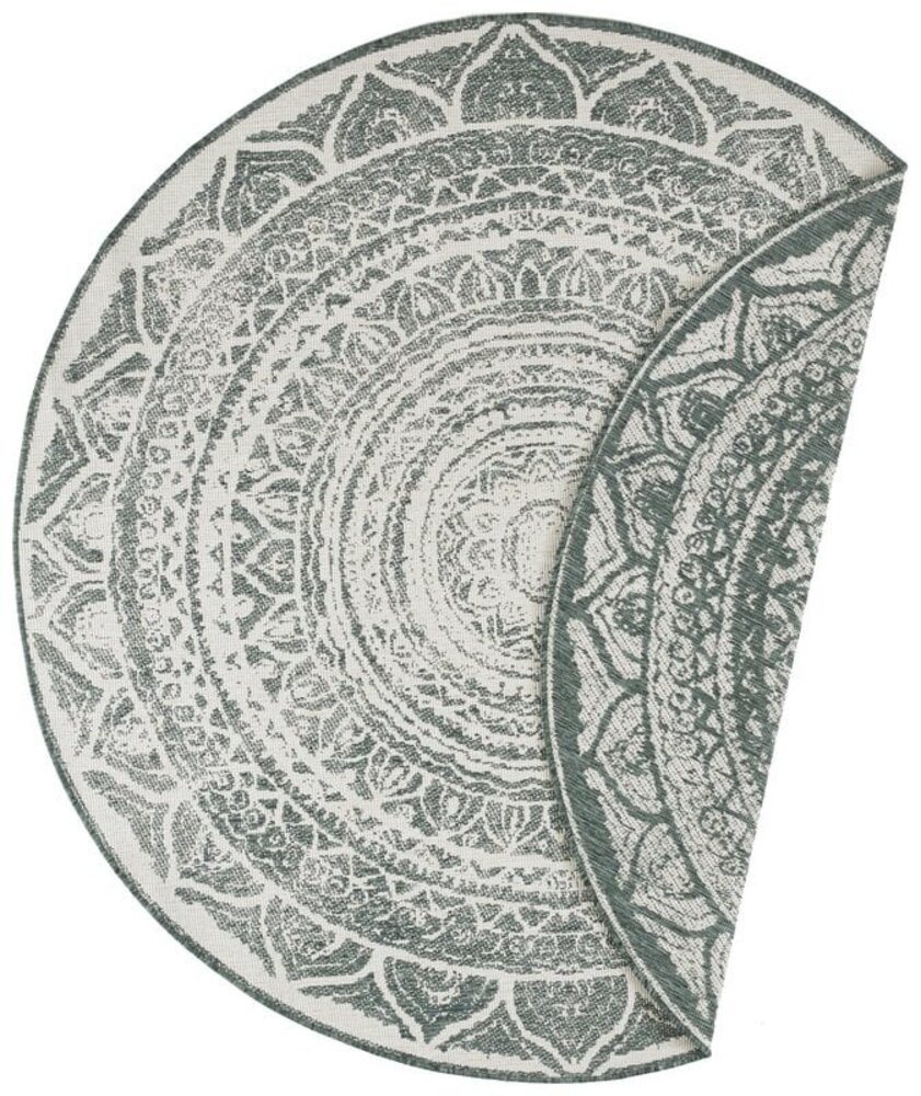 Rond Binnen & Buitenkleed Omkeerbaar - Siruma Groen/Crème