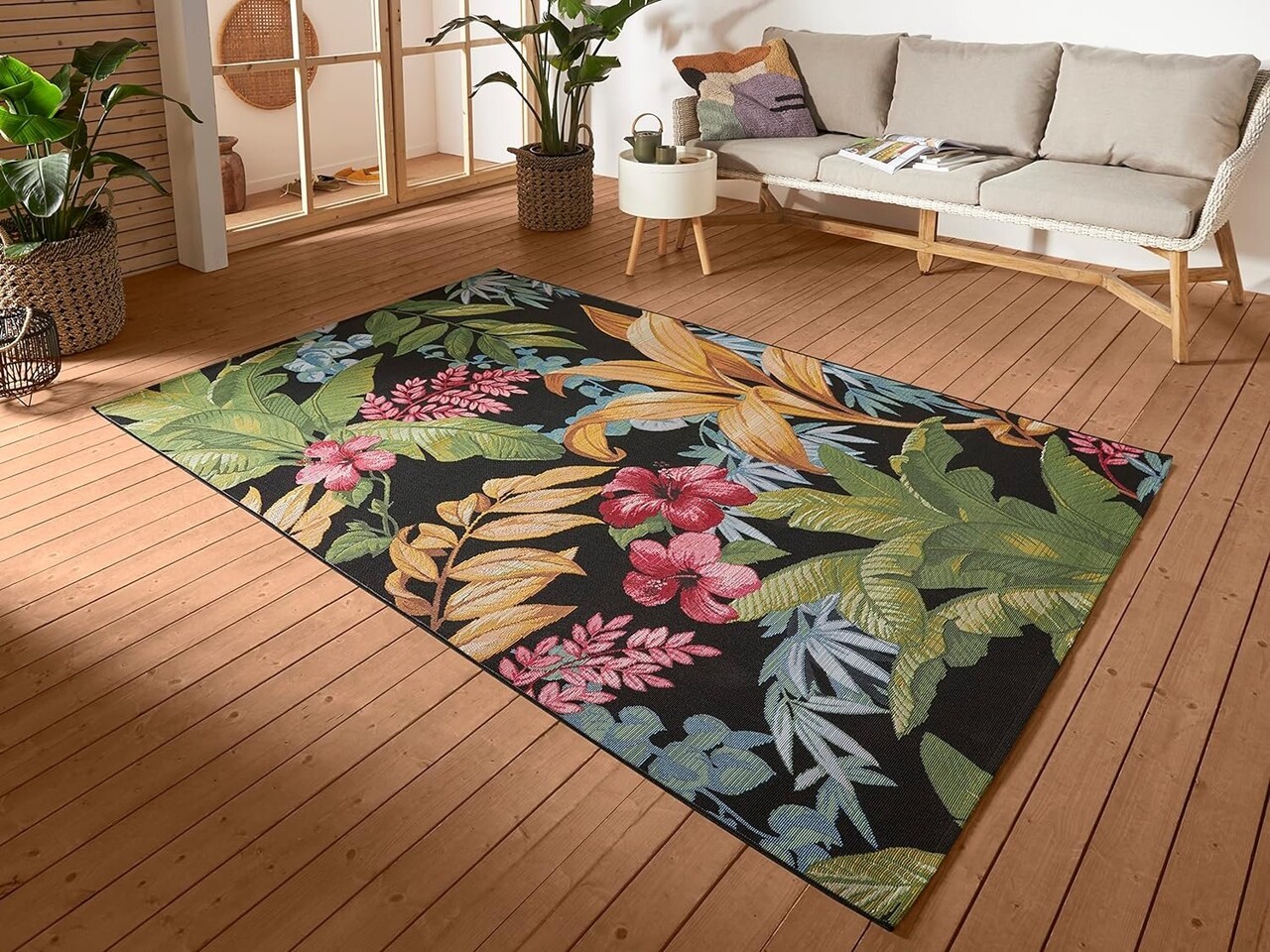 Binnen- En Buitenkleed - Tropical Flowers & Leaves Multicolor Binnen- En Buitenkleed - Tropical Flowers & Leaves Multicolor