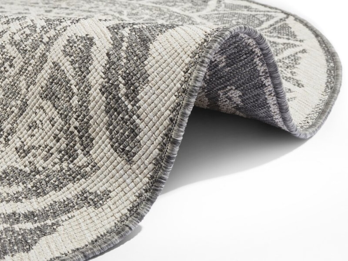 Rond Binnen & Buitenkleed Omkeerbaar - Siruma Grijs/Crème