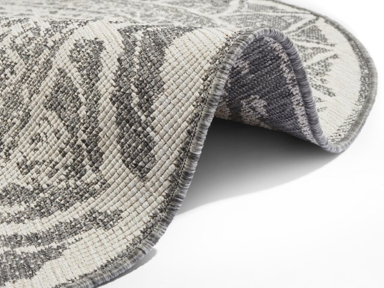 Rond Binnen & Buitenkleed Omkeerbaar - Siruma Grijs/Crème