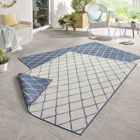 Binnen & Buiten Omkeerbaar vloerkleed - Malaga Blauw/Crème