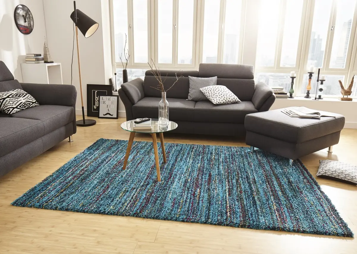 Hoogpolig vloerkleed - Nomadic Chic Blauw/Multi