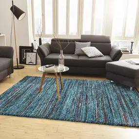 Hoogpolig vloerkleed - Nomadic Chic Blauw/Multi