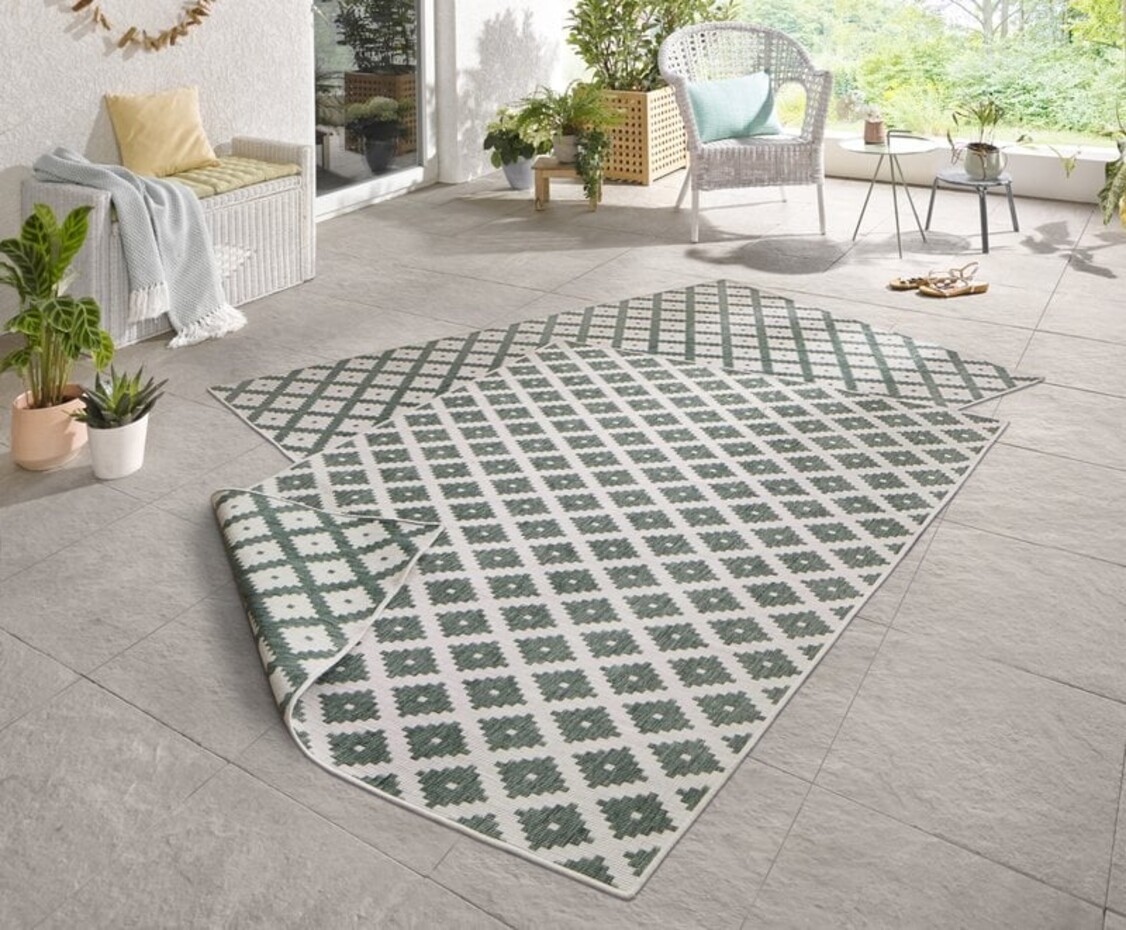 Binnen & Buiten Omkeerbaar vloerkleed - Nizza Groen/Crème