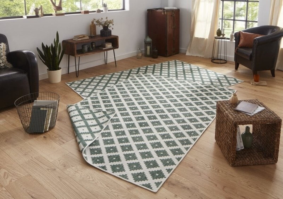 Binnen & Buiten Omkeerbaar vloerkleed - Nizza Groen/Crème