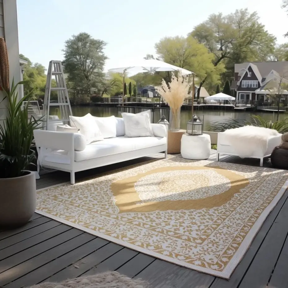 Elle Decoration - Binnen & Buitenkleed - Omkeerbaar - Meekly - Okergeel Elle Decoration - Binnen & Buitenkleed - Omkeerbaar - Meekly - Okergeel