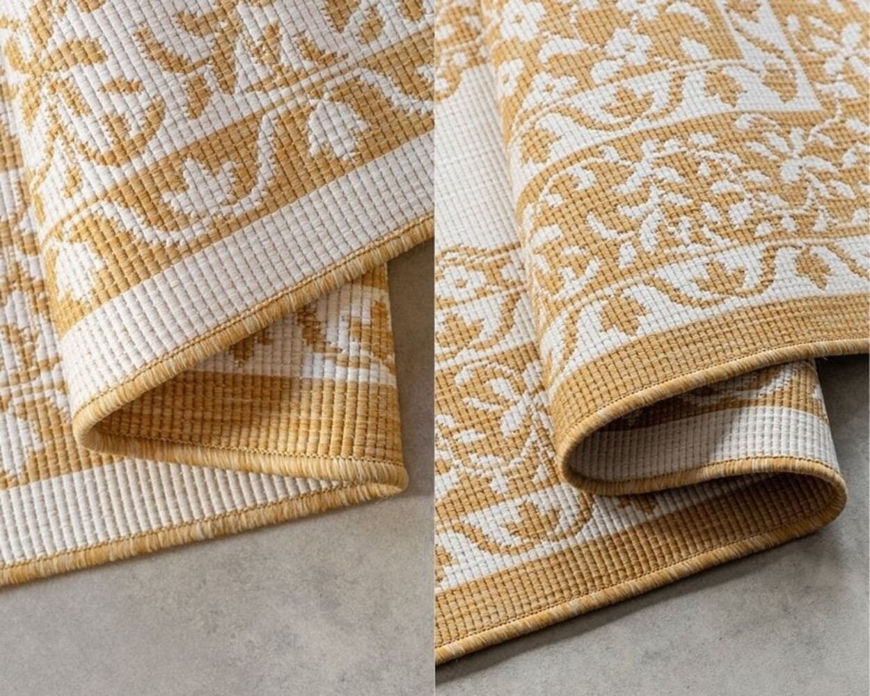 Elle Decoration - Binnen & Buitenkleed - Omkeerbaar - Meekly - Okergeel Elle Decoration - Binnen & Buitenkleed - Omkeerbaar - Meekly - Okergeel