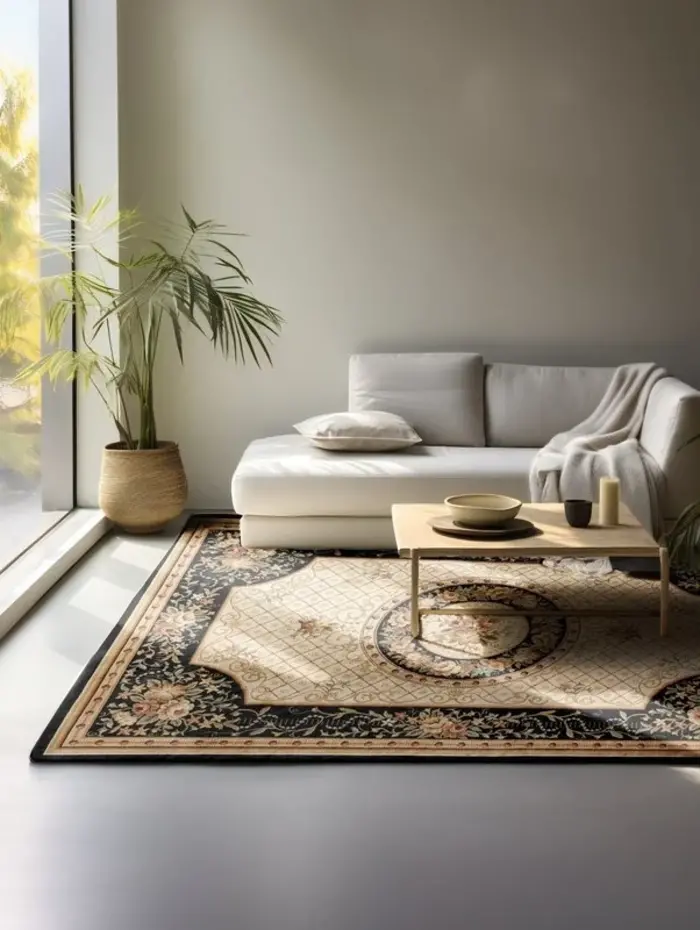 Klassiek vloerkleed - Herat Adraskan Zwart/Beige