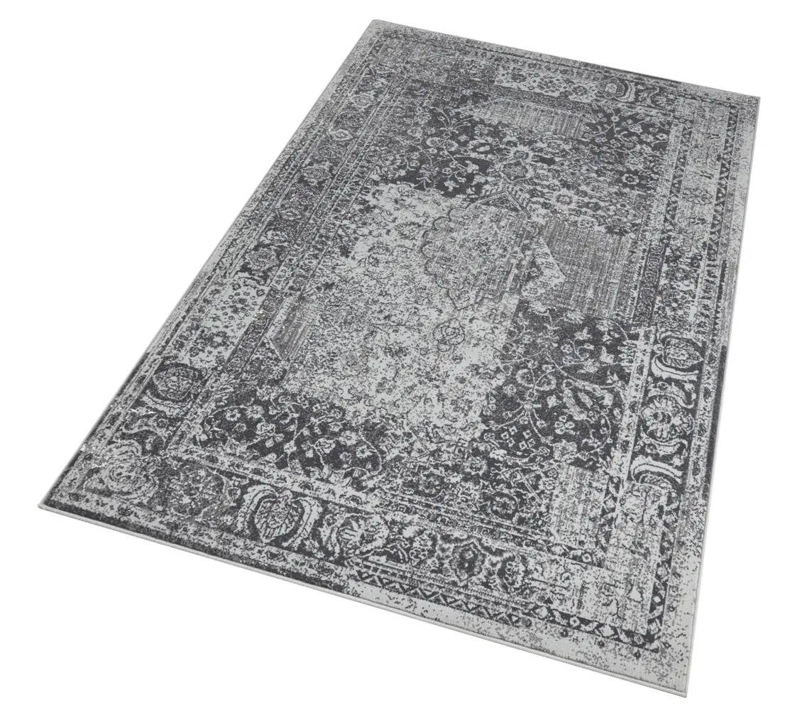 Vintage Laagpolig vloerkleed - Plume - Blauw / Grijs Vintage Laagpolig vloerkleed - Plume - Blauw / Grijs
