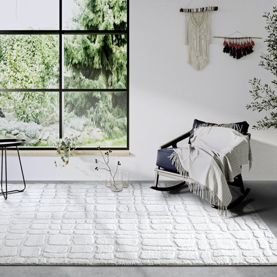 Elle Decoration - Gallery - Hoogpolig vloerkleed - Artistique - Crème Wit