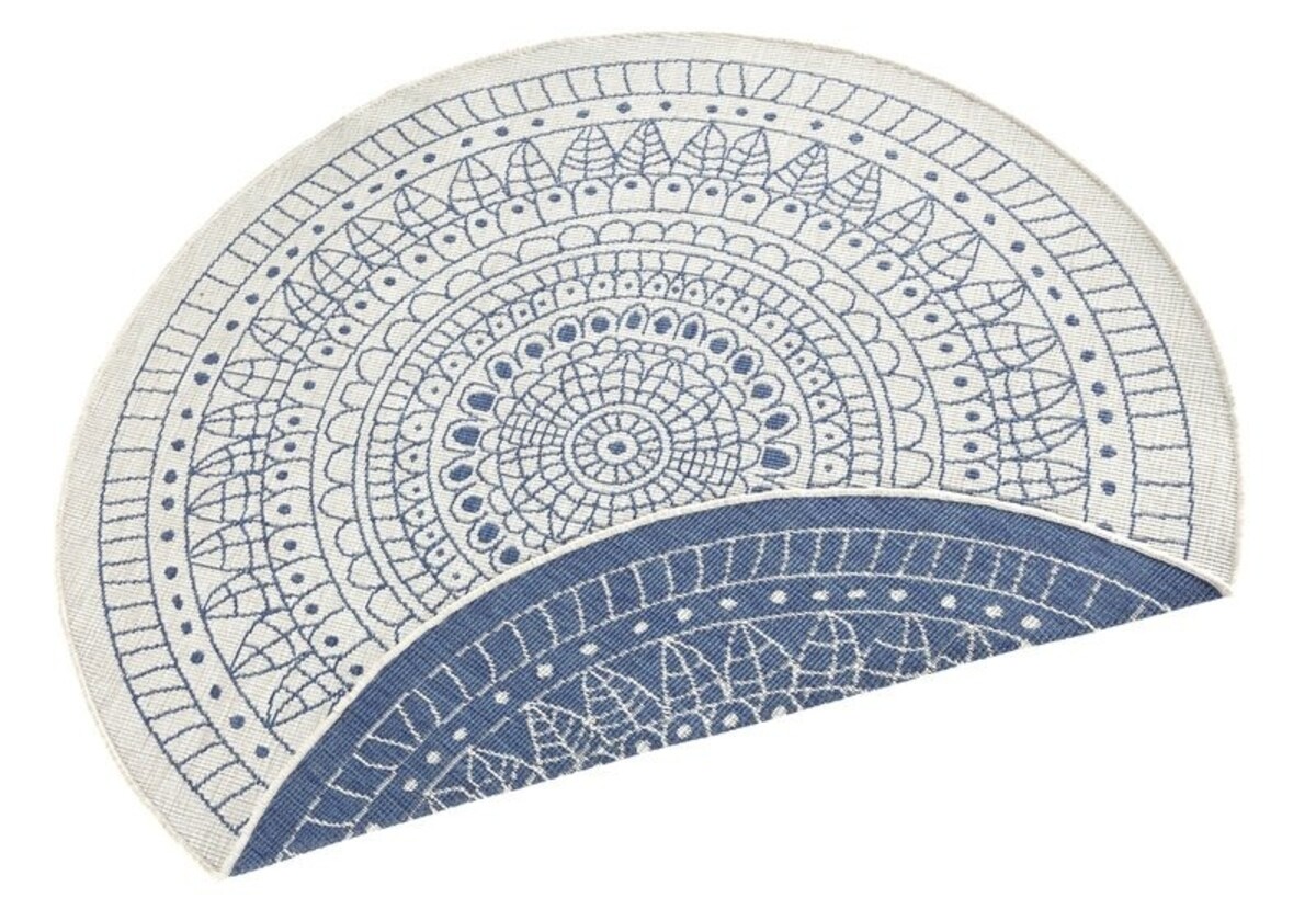 Rond Binnen & Buitenkleed Omkeerbaar - Porto Blauw/Crème