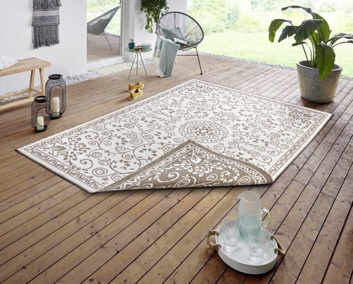 Binnen & Buitenkleed Omkeerbaar - Leyte Beige/Crème