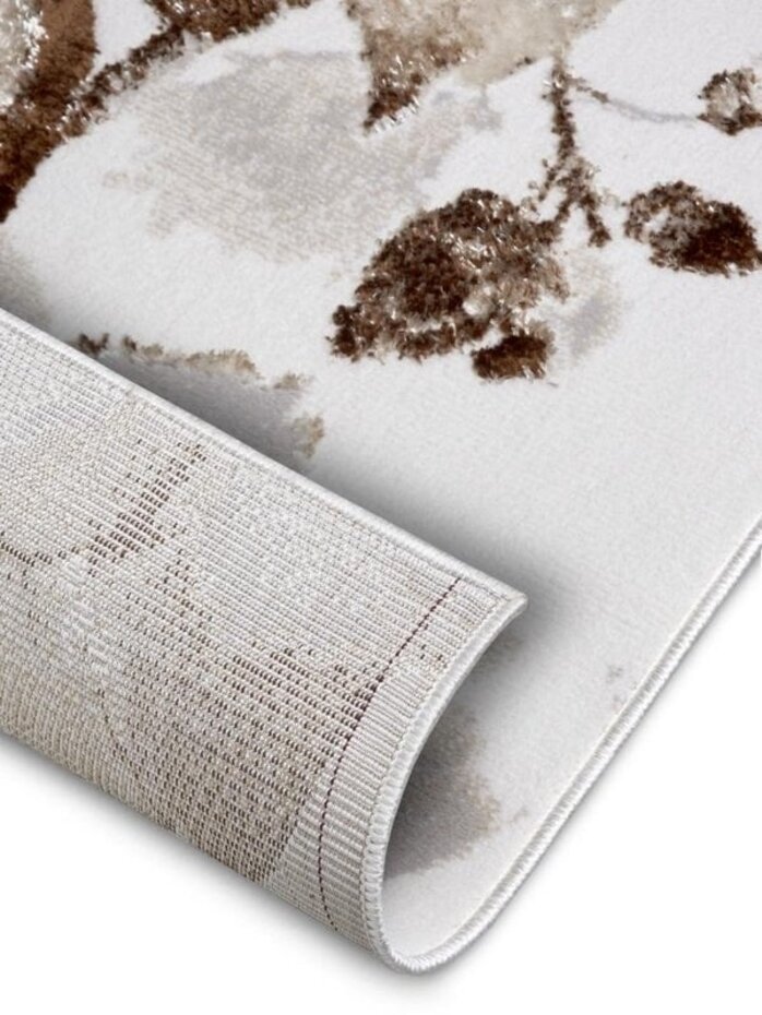 Gebloemd vloerkleed - Shine Wit/Bruin