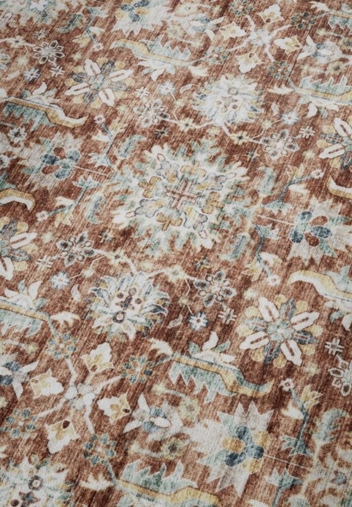 Elle Decoration - Imagination - Laagpolig Vintage vloerkleed - Saveh - Rood / Crème