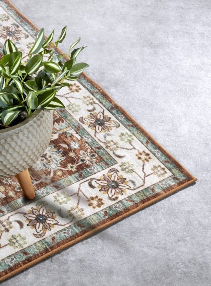 Elle Decoration - Imagination - Laagpolig Vintage vloerkleed - Saveh - Rood / Crème