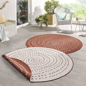 Rond Binnen & Buiten vloerkleed - Bali Terracotta/Crème Omkeerbaar