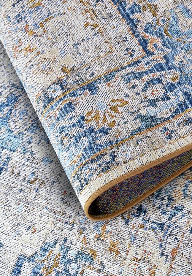 Vintage binnen- en buitenkleed - Rene Blauw/Crème Vintage binnen- en buitenkleed - Rene Blauw/Crème