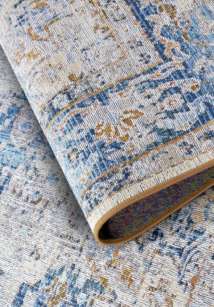 Vintage binnen- en buitenkleed - Rene Blauw/Crème Vintage binnen- en buitenkleed - Rene Blauw/Crème