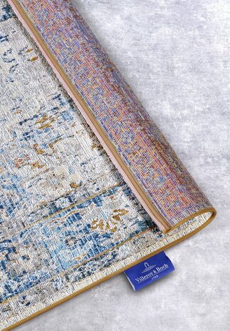 Vintage binnen- en buitenkleed - Rene Blauw/Crème