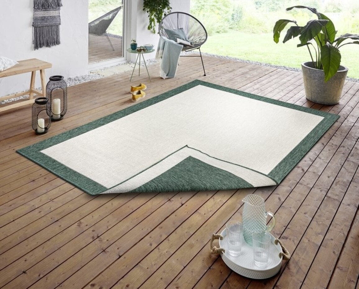 Binnen & Buiten Omkeerbaar vloerkleed - Panama Groen/Crème
