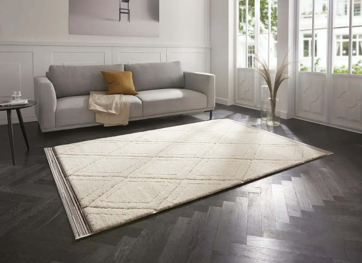 Hoogpolig vloerkleed - Norwalk Scandi - Crème