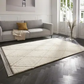 Hoogpolig vloerkleed - Norwalk Scandi - Crème