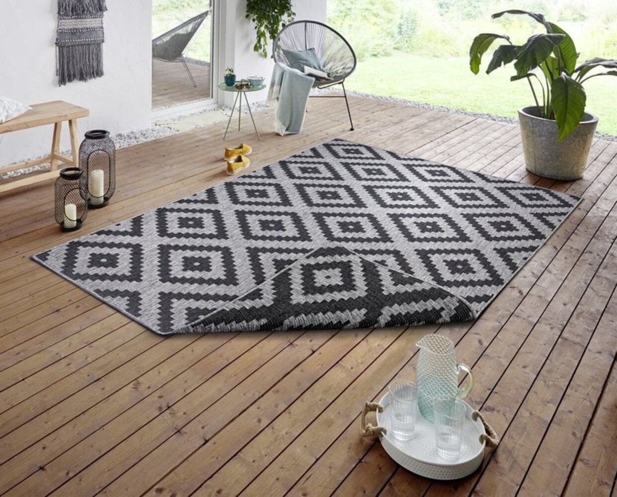 Binnen & Buiten Omkeerbaar vloerkleed - Malta Grijs Binnen & Buiten Omkeerbaar vloerkleed - Malta Grijs