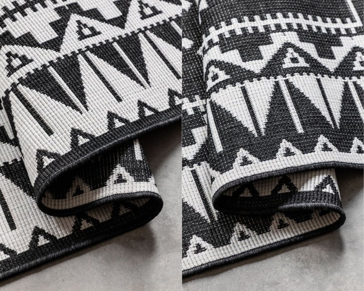 Elle Decoration - Binnen & Buitenkleed - Omkeerbaar - Gemini - Zwart Elle Decoration - Binnen & Buitenkleed - Omkeerbaar - Gemini - Zwart