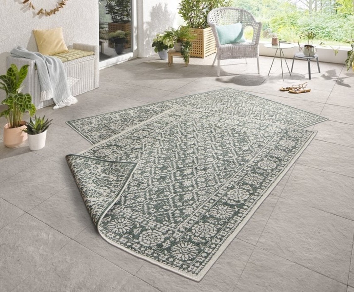 Binnen & Buiten vloerkleed - Curacao Groen/Crème Omkeerbaar