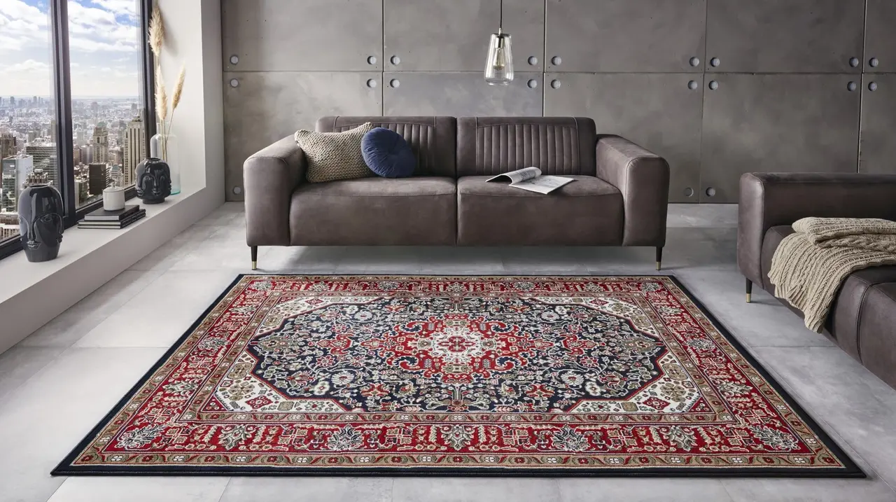 Klassiek vloerkleed - Laagpolig - Isfahan - Navy Blauw Klassiek vloerkleed - Laagpolig - Isfahan - Navy Blauw