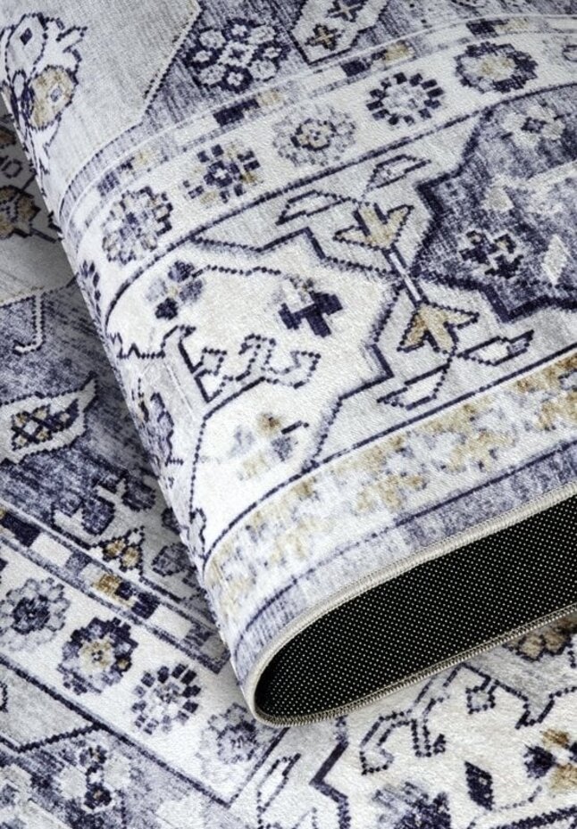 Freundin Home Collection - Asya Laagpolig Vintage vloerkleed - Blauw / Goud Freundin Home Collection - Asya Laagpolig Vintage vloerkleed - Blauw / Goud