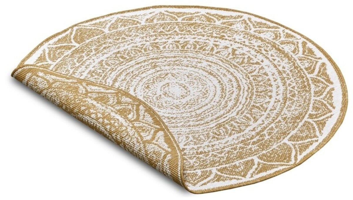 Rond Binnen & Buitenkleed Omkeerbaar - Siruma Geel/Crème Rond Binnen & Buitenkleed Omkeerbaar - Siruma Geel/Crème