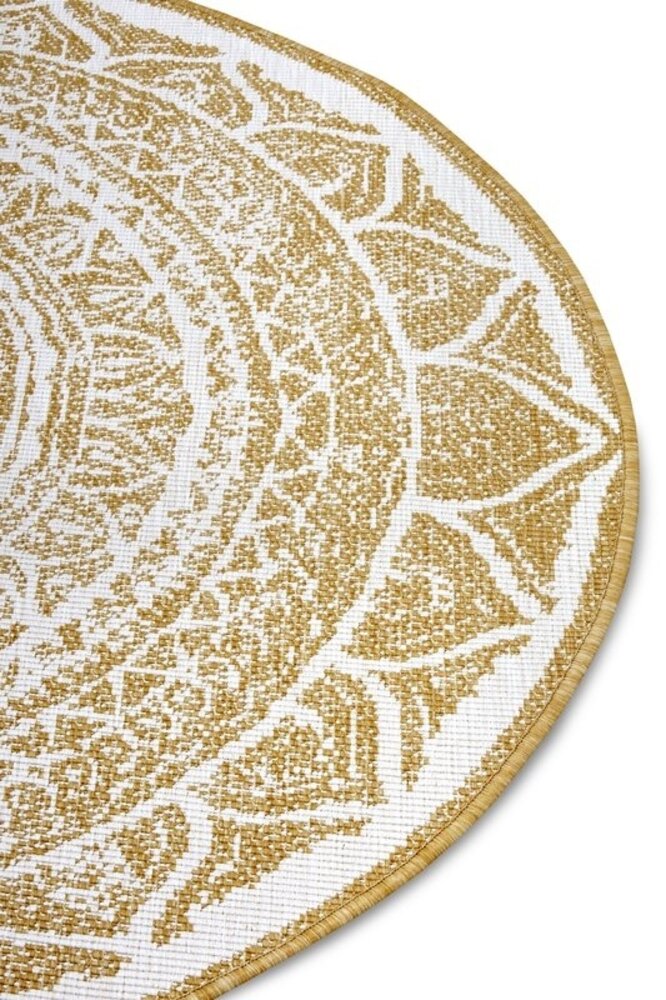 Rond Binnen & Buitenkleed Omkeerbaar - Siruma Geel/Crème Rond Binnen & Buitenkleed Omkeerbaar - Siruma Geel/Crème