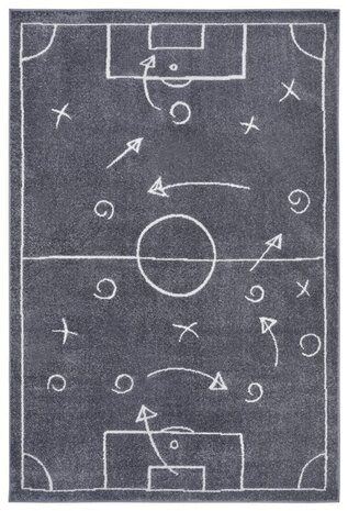 Kindervloerkleed - Adventures Voetbalveld Grijs
