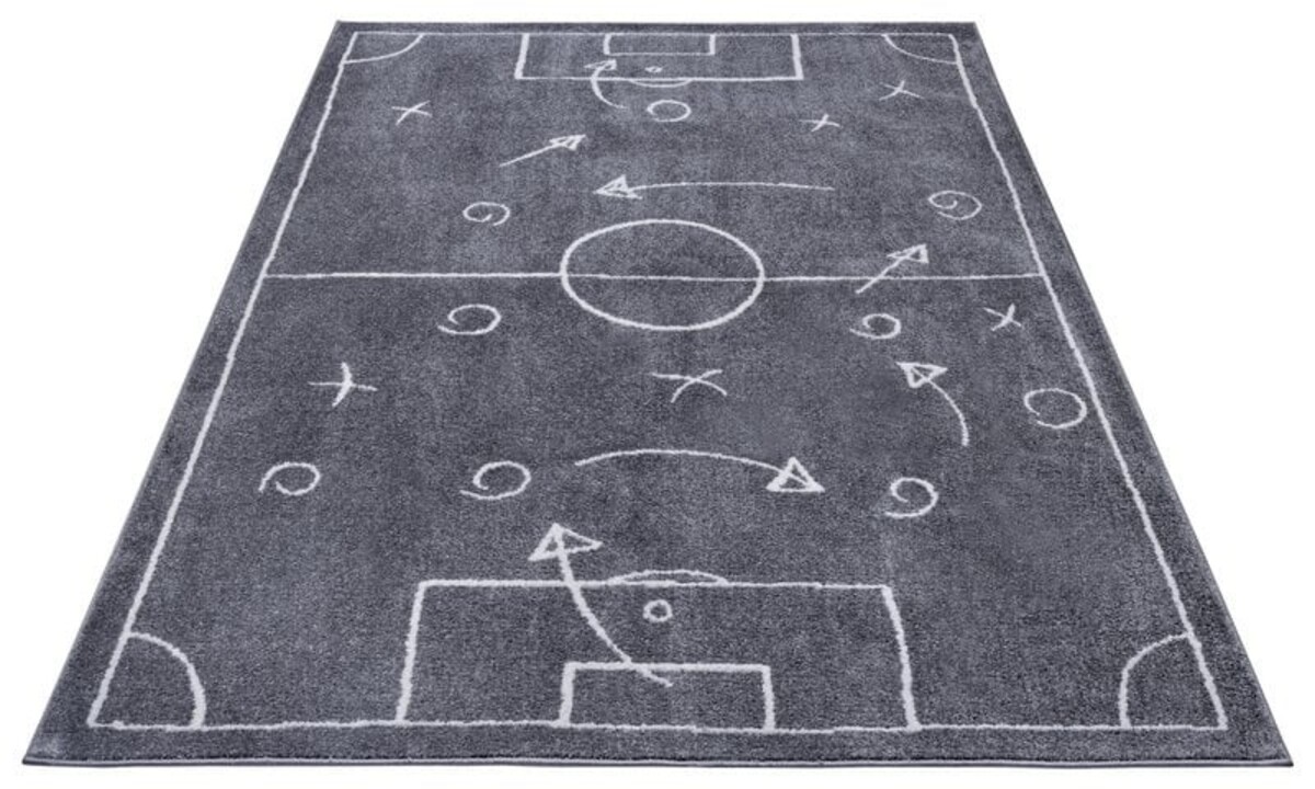 Kindervloerkleed - Adventures Voetbalveld Grijs