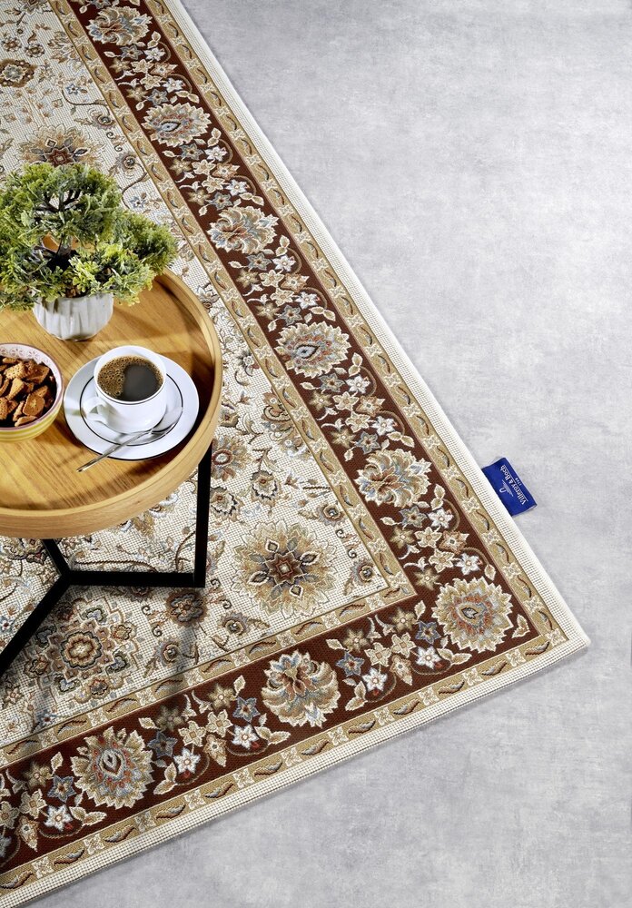 Vintage binnen- en buitenkleed - Nicolas Crème/Bruin Vintage binnen- en buitenkleed - Nicolas Crème/Bruin