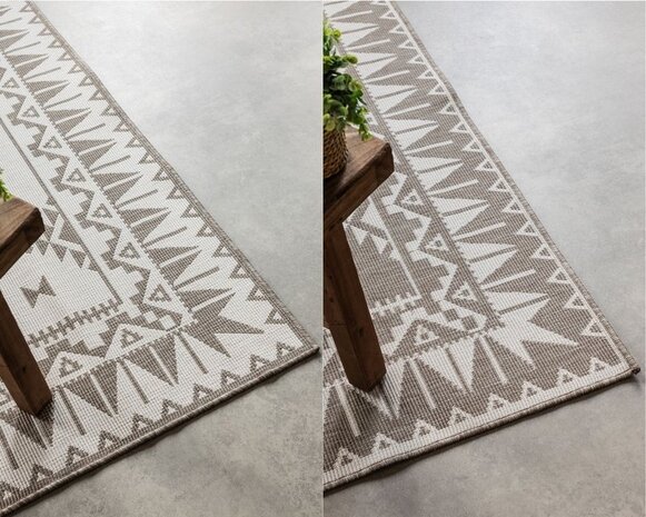 Elle Decoration - Binnen & Buitenkleed - Omkeerbaar - Gemini - Linen / Beige