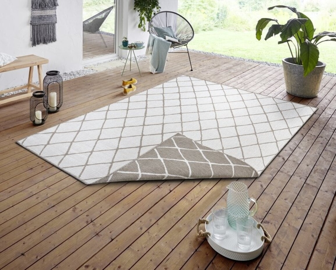 Binnen & Buiten Omkeerbaar vloerkleed - Malaga Beige/Crème