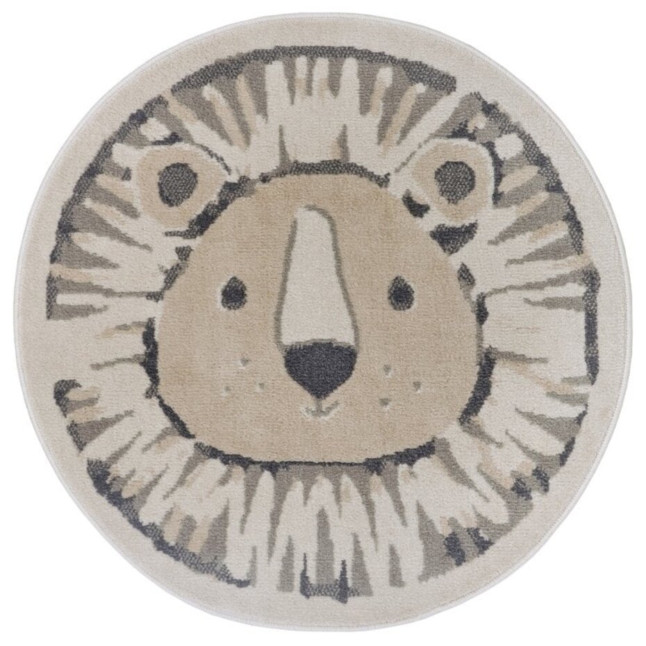 Rond Kindervloerkleed - Adventures Leeuw Beige/Grijs Rond Kindervloerkleed - Adventures Leeuw Beige/Grijs