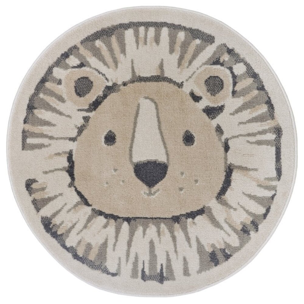 Rond Kindervloerkleed - Adventures Leeuw Beige/Grijs Rond Kindervloerkleed - Adventures Leeuw Beige/Grijs