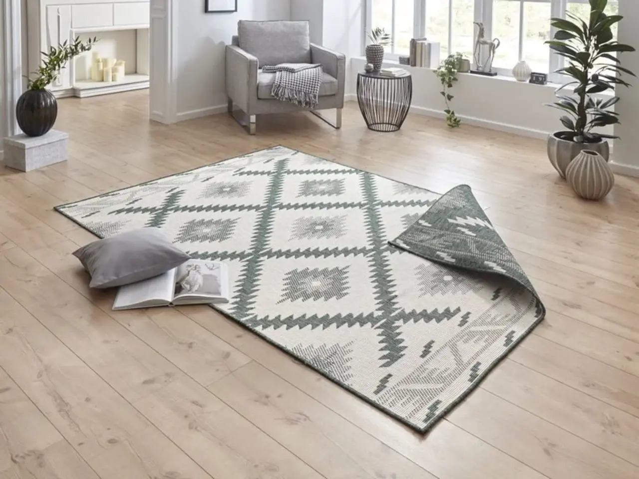 Binnen & Buitenkleed Omkeerbaar - Malibu Groen/Crème Binnen & Buitenkleed Omkeerbaar - Malibu Groen/Crème