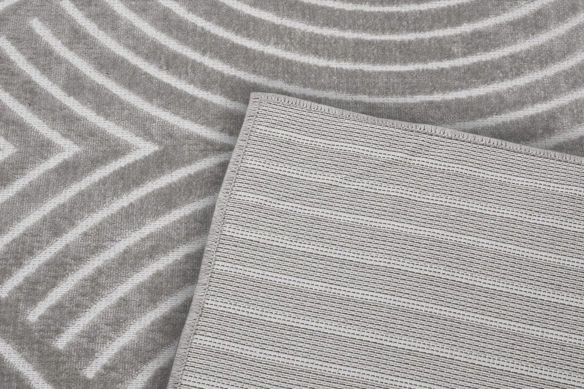 Japandi vloerkleed - Laagpolig - Viscose - Grijs