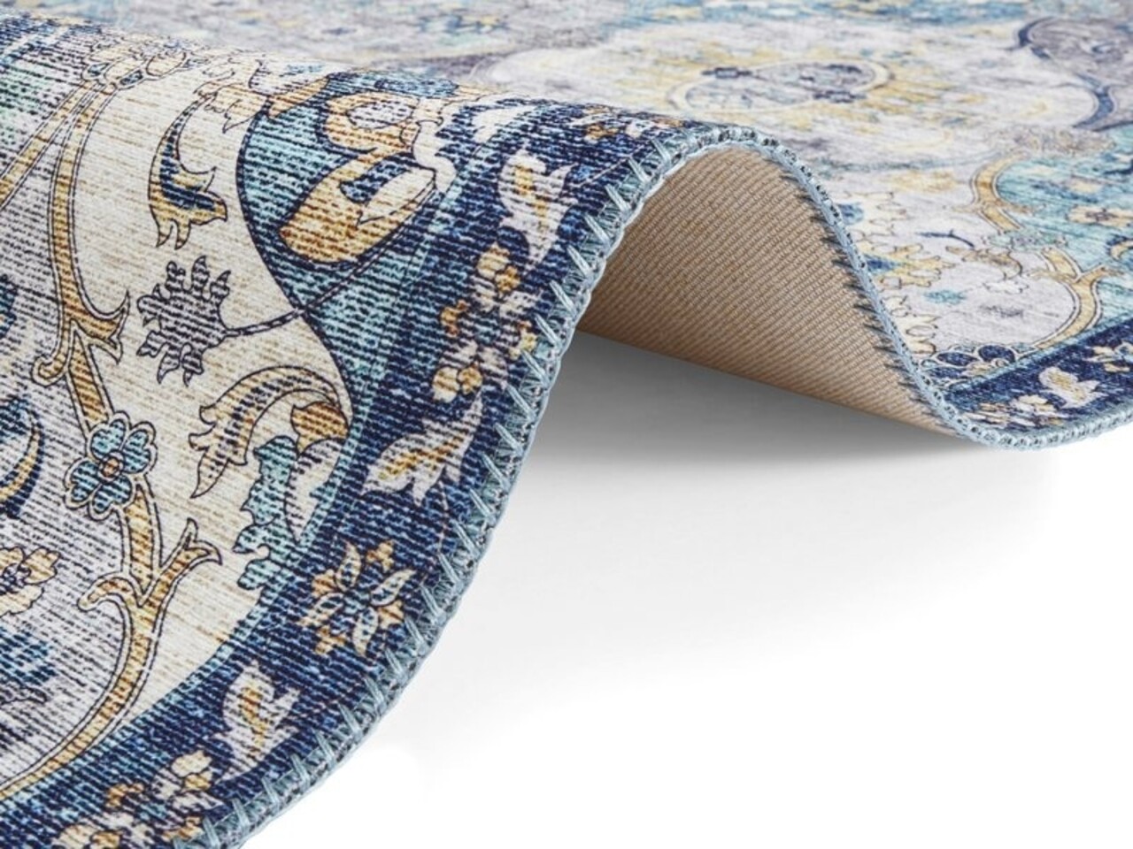 Elle Decoration - Vintage vloerkleed - Ghom - Klassiek - Denim Blauw Elle Decoration - Vintage vloerkleed - Ghom - Klassiek - Denim Blauw