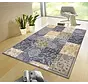 Vintage Patchwork Laagpolig vloerkleed - Gloria - Grijs / Mosterd
