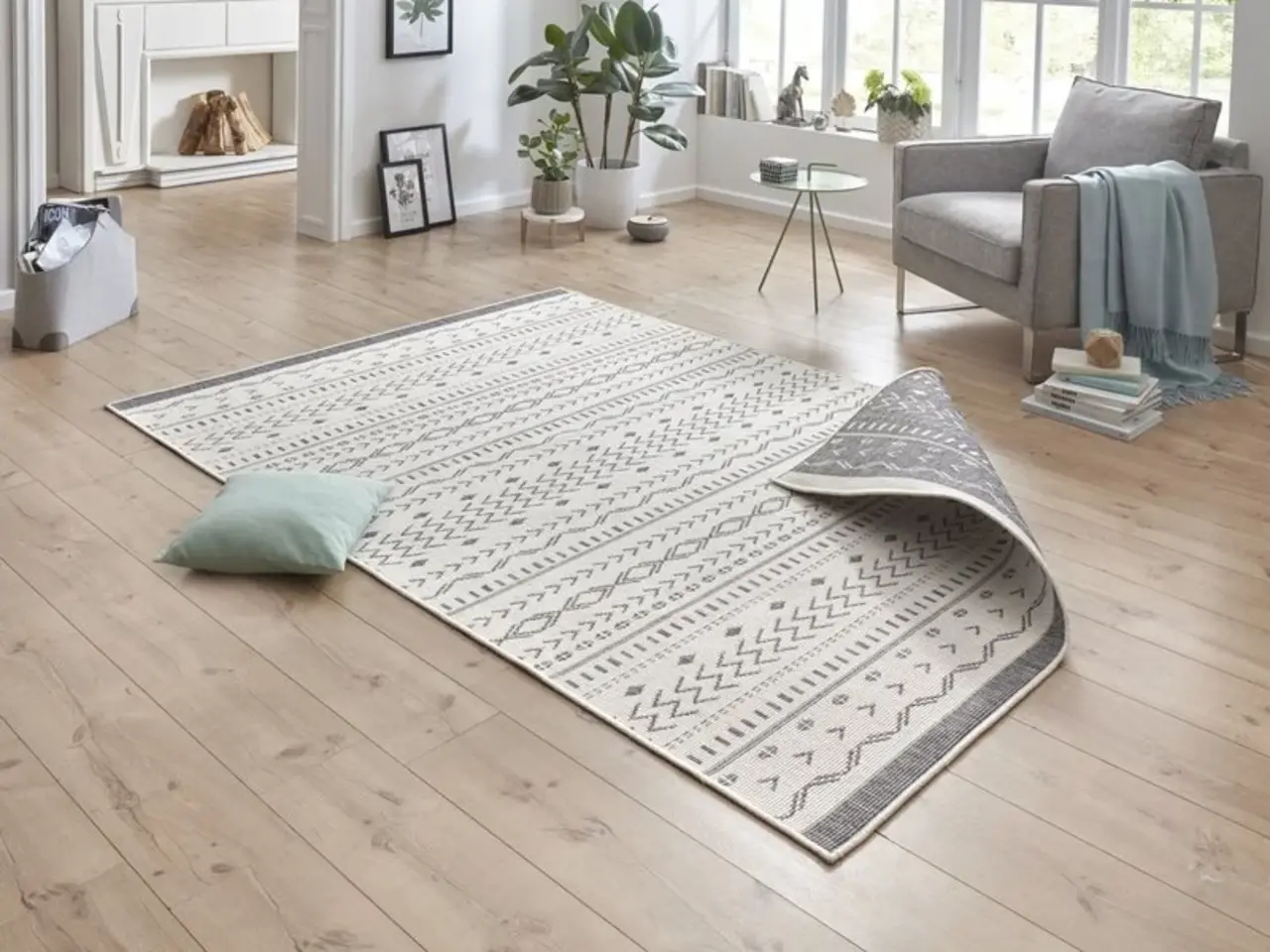 Binnen & Buitenkleed Omkeerbaar - Kuba Grijs/Crème